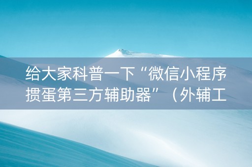 给大家科普一下“微信小程序掼蛋第三方辅助器”（外辅工具)