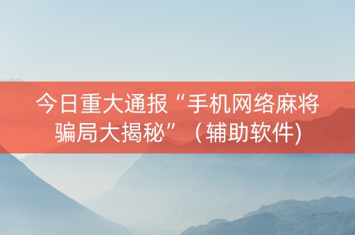 今日重大通报“手机网络麻将骗局大揭秘”（辅助软件)
