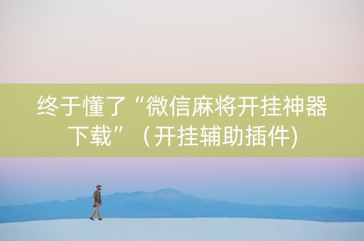 终于懂了“微信麻将开挂神器下载”（开挂辅助插件)