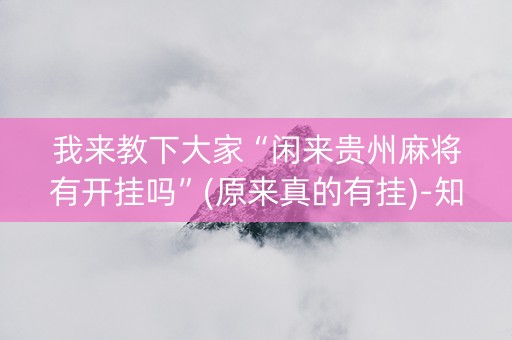 我来教下大家“闲来贵州麻将有开挂吗”(原来真的有挂)-知乎