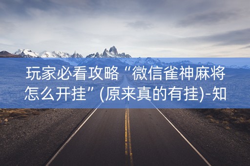 玩家必看攻略“微信雀神麻将怎么开挂”(原来真的有挂)-知乎