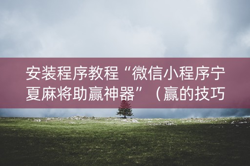 安装程序教程“微信小程序宁夏麻将助赢神器”（赢的技巧规律)