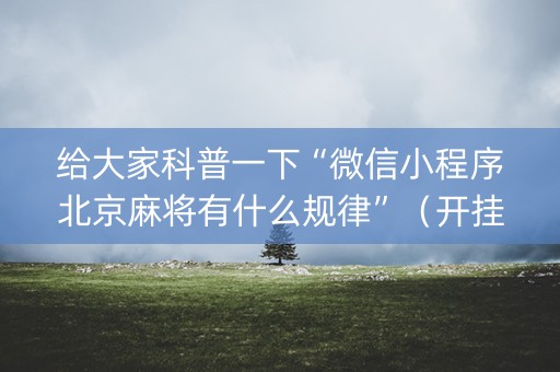 给大家科普一下“微信小程序北京麻将有什么规律”（开挂辅助器插件)