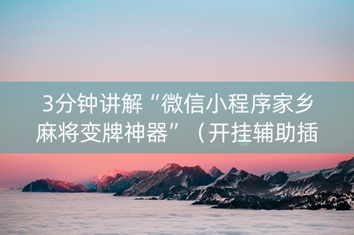 3分钟讲解“微信小程序家乡麻将变牌神器”（开挂辅助插件)