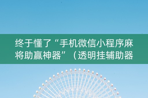 终于懂了“手机微信小程序麻将助赢神器”（透明挂辅助器)