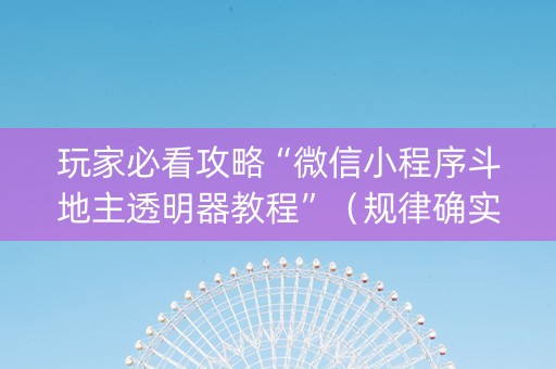 玩家必看攻略“微信小程序斗地主透明器教程”（规律确实有挂)