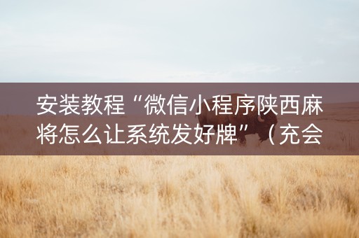安装教程“微信小程序陕西麻将怎么让系统发好牌”（充会员胜率高)