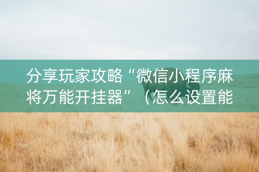 分享玩家攻略“微信小程序麻将万能开挂器”（怎么设置能有好牌)