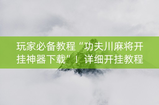 玩家必备教程“功夫川麻将开挂神器下载”！详细开挂教程（确实真的有挂)-知乎