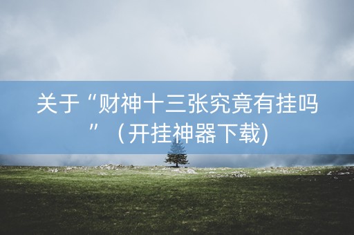 关于“财神十三张究竟有挂吗”（开挂神器下载)