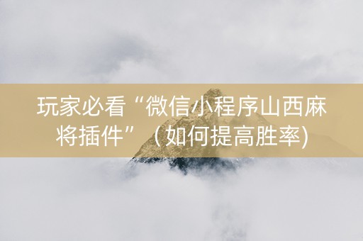 玩家必看“微信小程序山西麻将插件”（如何提高胜率)