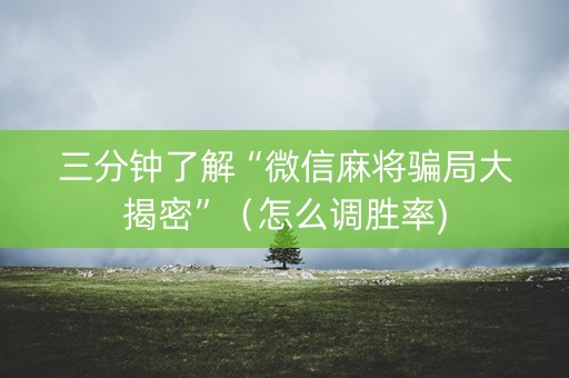 三分钟了解“微信麻将骗局大揭密”（怎么调胜率)