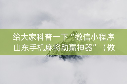 给大家科普一下“微信小程序山东手机麻将助赢神器”（做弊器软件下载)