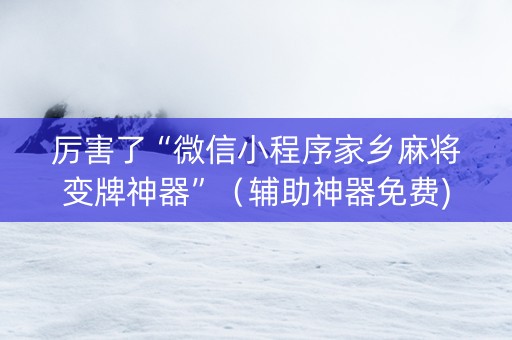 厉害了“微信小程序家乡麻将变牌神器”（辅助神器免费)