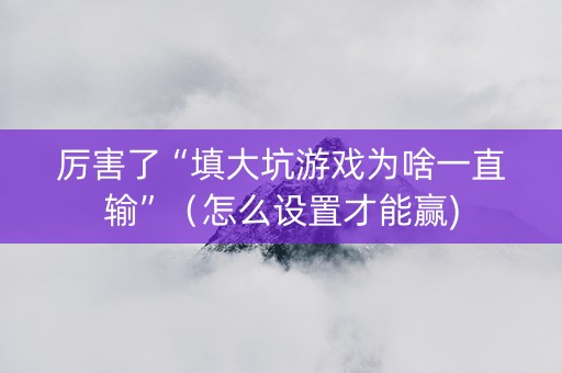 厉害了“填大坑游戏为啥一直输”（怎么设置才能赢)
