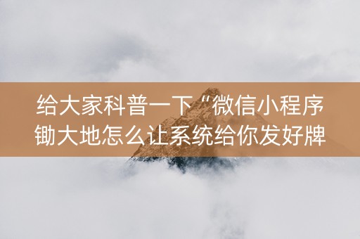 给大家科普一下“微信小程序锄大地怎么让系统给你发好牌”（辅牌器插件购买)