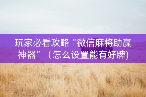 玩家必看攻略“微信麻将助赢神器”（怎么设置能有好牌)