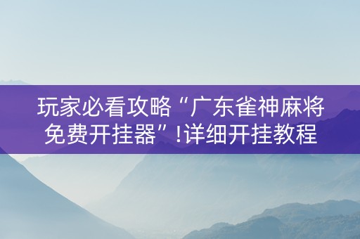 玩家必看攻略“广东雀神麻将免费开挂器”!详细开挂教程-知乎