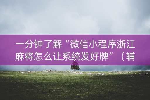 一分钟了解“微信小程序浙江麻将怎么让系统发好牌”（辅助神器免费)