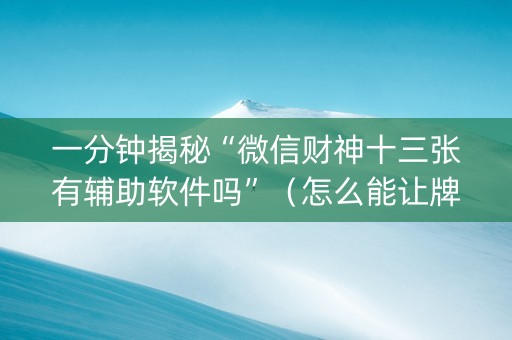 一分钟揭秘“微信财神十三张有辅助软件吗”（怎么能让牌好一点)