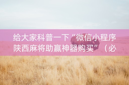 给大家科普一下“微信小程序陕西麻将助赢神器购买”（必赢神器)