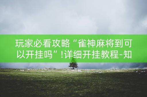 玩家必看攻略“雀神麻将到可以开挂吗”!详细开挂教程-知乎