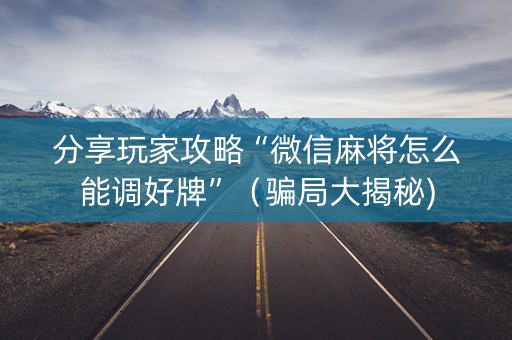 分享玩家攻略“微信麻将怎么能调好牌”（骗局大揭秘)