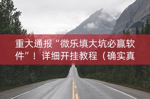 重大通报“微乐填大坑必赢软件”！详细开挂教程（确实真的有挂)-知乎
