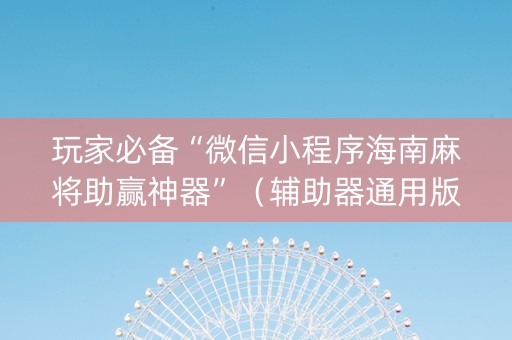 玩家必备“微信小程序海南麻将助赢神器”（辅助器通用版)