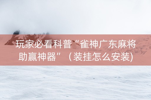 玩家必看科普“雀神广东麻将助赢神器”（装挂怎么安装)