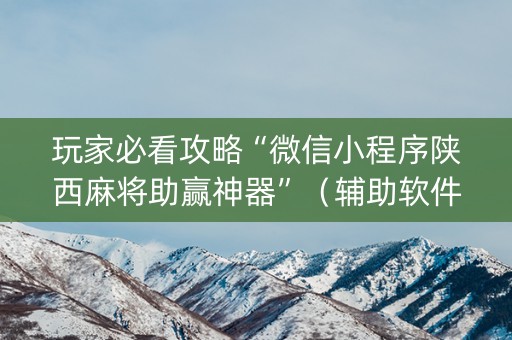 玩家必看攻略“微信小程序陕西麻将助赢神器”（辅助软件)