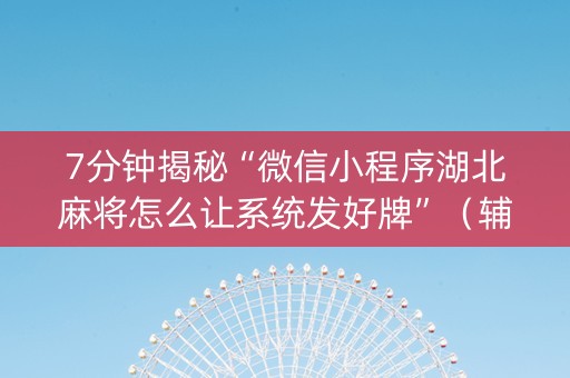 7分钟揭秘“微信小程序湖北麻将怎么让系统发好牌”（辅助器通用版)