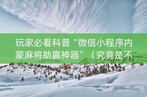 玩家必看科普“微信小程序内蒙麻将助赢神器”（究竟是不是有挂)