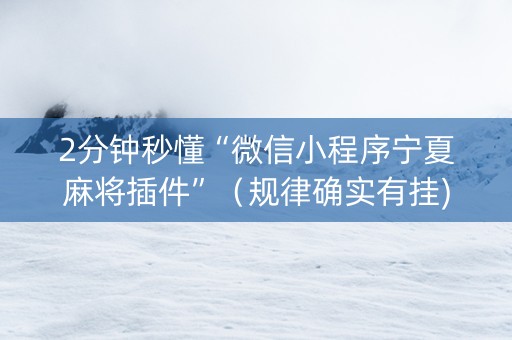 2分钟秒懂“微信小程序宁夏麻将插件”（规律确实有挂)