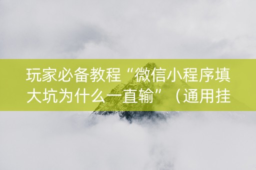 玩家必备教程“微信小程序填大坑为什么一直输”（通用挂软件多少钱)