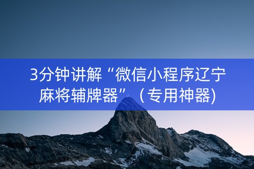 3分钟讲解“微信小程序辽宁麻将辅牌器”（专用神器)