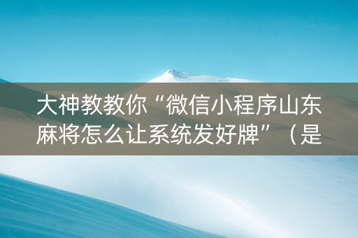 大神教教你“微信小程序山东麻将怎么让系统发好牌”（是否能开挂)