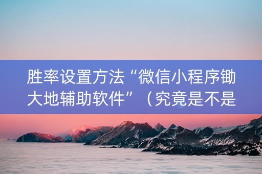 胜率设置方法“微信小程序锄大地辅助软件”（究竟是不是有挂)