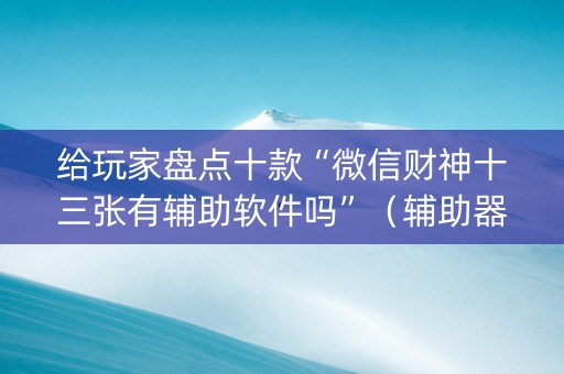 给玩家盘点十款“微信财神十三张有辅助软件吗”（辅助器插件)