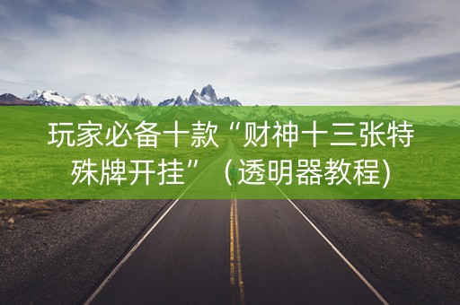 玩家必备十款“财神十三张特殊牌开挂”（透明器教程)