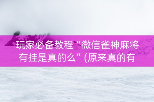 玩家必备教程“微信雀神麻将有挂是真的么”(原来真的有挂)-知乎