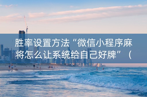 胜率设置方法“微信小程序麻将怎么让系统给自己好牌”（装挂怎么安装)