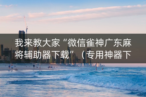 我来教大家“微信雀神广东麻将辅助器下载”（专用神器下载)