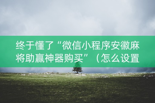 终于懂了“微信小程序安徽麻将助赢神器购买”（怎么设置才能赢)