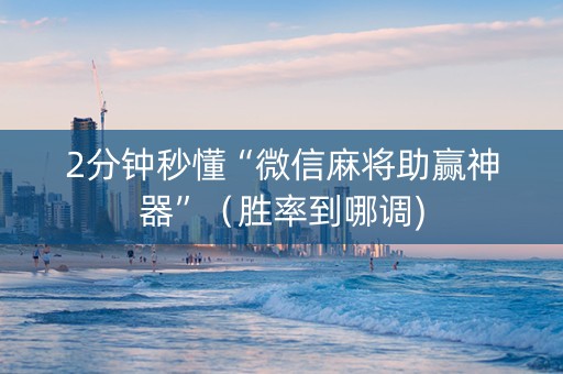 2分钟秒懂“微信麻将助赢神器”（胜率到哪调)