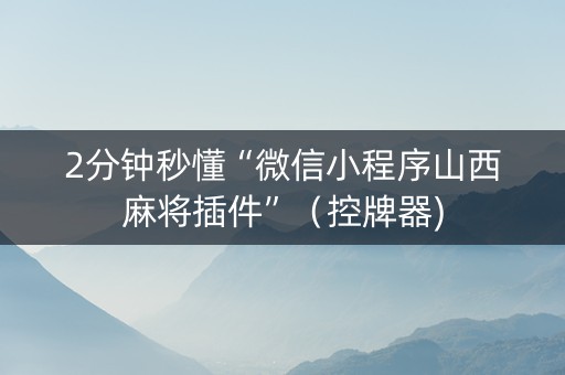 2分钟秒懂“微信小程序山西麻将插件”（控牌器)