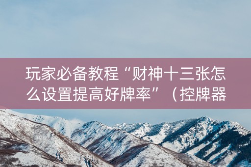 玩家必备教程“财神十三张怎么设置提高好牌率”（控牌器)