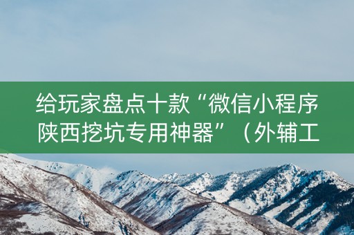 给玩家盘点十款“微信小程序陕西挖坑专用神器”（外辅工具)