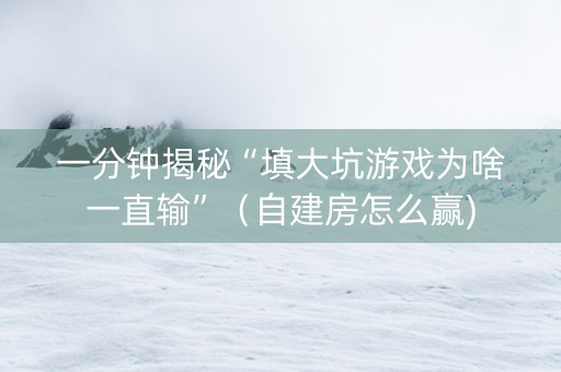 一分钟揭秘“填大坑游戏为啥一直输”（自建房怎么赢)