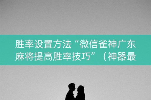 胜率设置方法“微信雀神广东麻将提高胜率技巧”（神器最新免费)